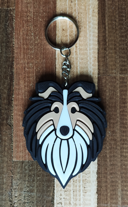 Rough Collie Tri-Color 3D Printed Keychain