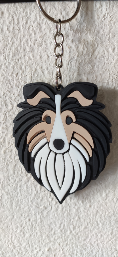 Rough Collie Tri-Color 3D Printed Keychain